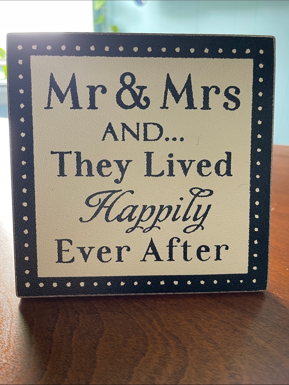 Mr & Mrs Happily Ever After Wooden Sign - Black & Cream